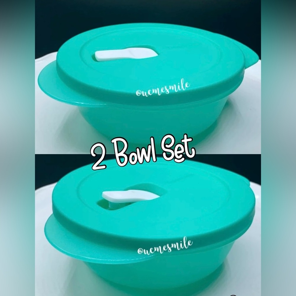 Tupperware CrystalWave Round Bowl Container Set (2)